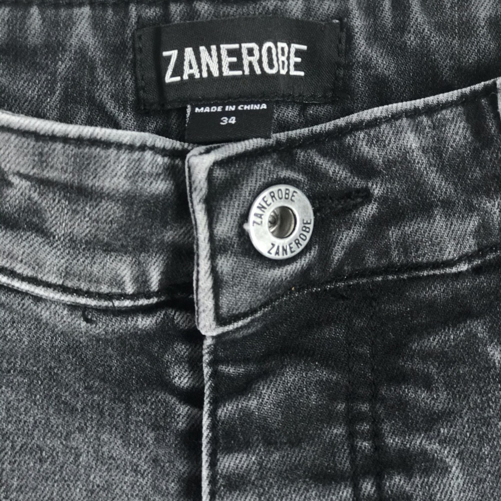 Men’s Charcoal Distressed Rips Holes Skinny Jeans - Picture 5 of 8